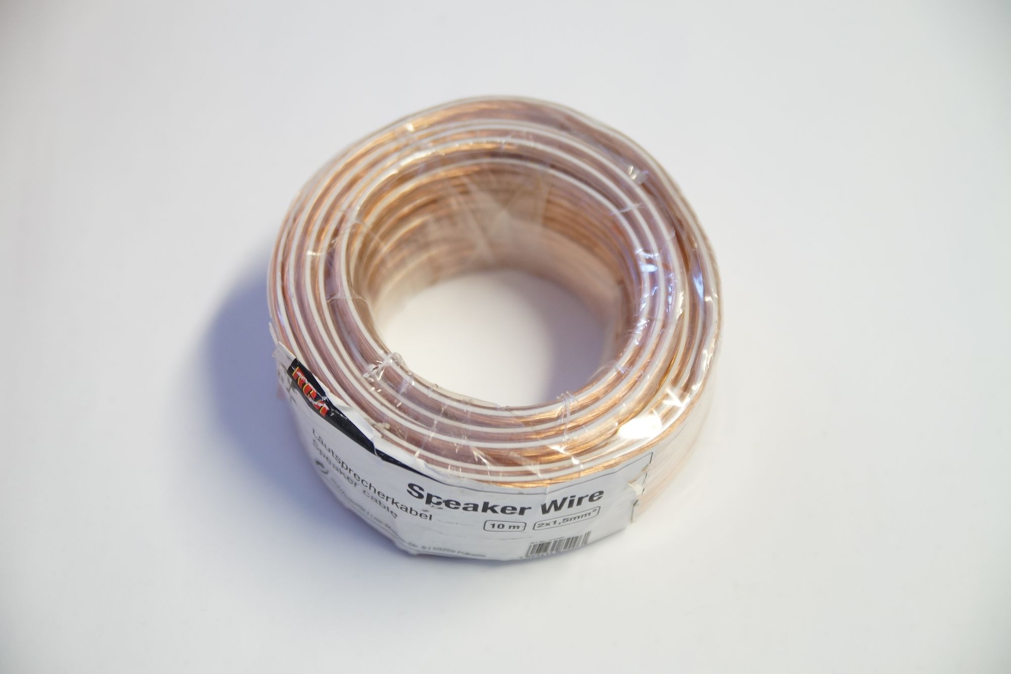 Audiovox Lautsprecherkabel 2 x 1,5 mm² transparent 10 Meter Spule
